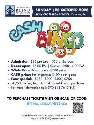 Flyer for the Cash Bingo event. It includes the event date, location, ticket prices, and a list of prizes.